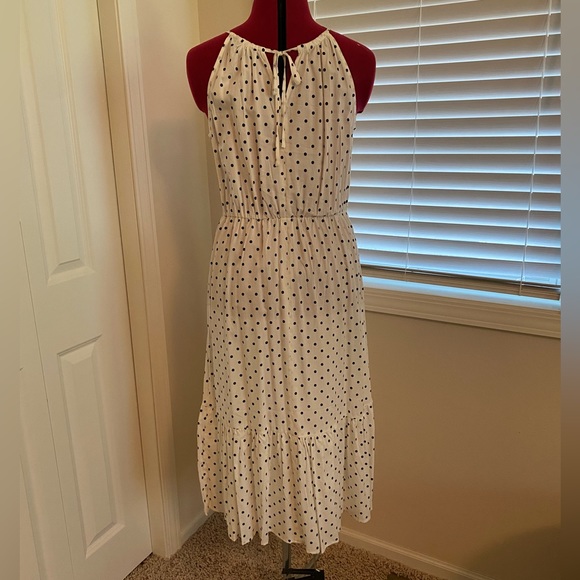 NWT Banana Republic Ivory Black Polka Dot Sleeveless Strap Dress Size Medium - Picture 4 of 8